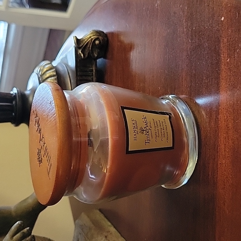 TimberWick Pumpkin Spice 4.5" jar candle wood lid hi fragrance scented wood wick
